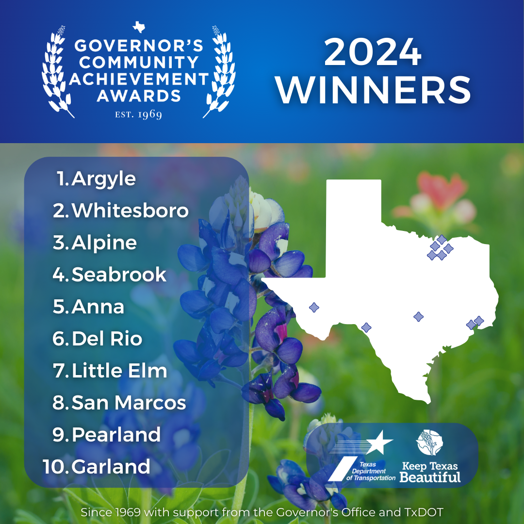 The 2024 Governor's Community Achievement Winners - Keep Texas Beautiful