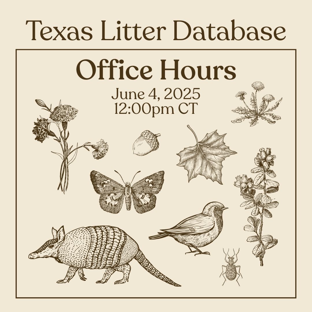 Texas Litter Database Office Hour webinar June 4 at noon