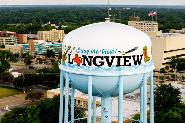 Water Tower Mural Arts!Longivew Water Tower Mural, on Tuesday July 8, 2025.